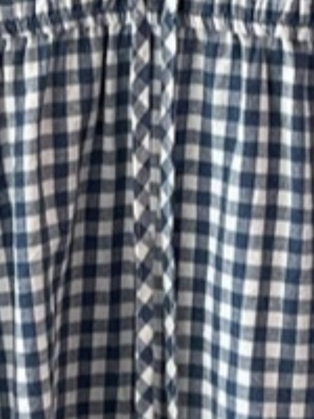 Blue Gingham Shirt Dress with Drawstring Waist
